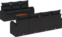 vidaXL Tuinbank - Set - 8 - st - Zwart - poly - rattan