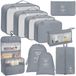 Ibenzoa® 10-delige set organisateurs de voyage – composée de sacs de rangement et de trousses de voyage en nylon imperméable, 4 sacs de compression, 2 sacs à vêtements, et une trousse pour articles de toilette, chaussures et câbles