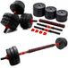 Haltères en bitume - Set de haltères - Réglable - 2 x 10 kg ou haltère long 20 kg