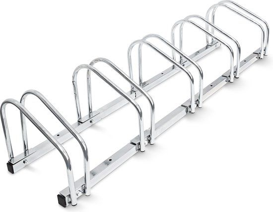Fietsenrek voor 5 fietsen - bodem- en wandmontage - staal - zilver