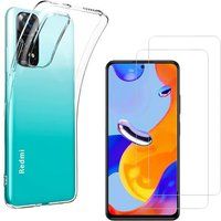 Phonillico® Case for Xiaomi Redmi Note 11 Pro / Redmi Note 11 Pro 5G and 2 Tempered Glass Screen Protectors