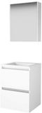 Basic Line Ice-Line Basic-Line Comfort 46 Badkamermeubelset - 50 x 46 cm - Greeploos - 2 Lades - Acryl Wastafel - Zonder Kraangat - Spiegelkast - Ice White