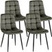 CLP Antibes Set van 4 Eetkamerstoelen - Zonder armleuning - Metaal frame - Velvet - Fluweel/antraciet