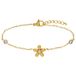 Lucardi - Dames Stainless steel armband bloem met zirkonia voor dames - Armband - Staal - Goudkleurig - 20 cm