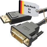 KabelDirekt – 2x DisplayPort-DVI-adapterkabel – 2x2m