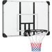 Panier de basketball mural en acier avec planche et filet, 113 x 61 x 73 cm, noir, extérieur