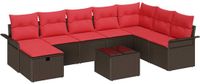 vidaXL - Tuinbank - Set - 9 - st - Poly - rattan - Bruin