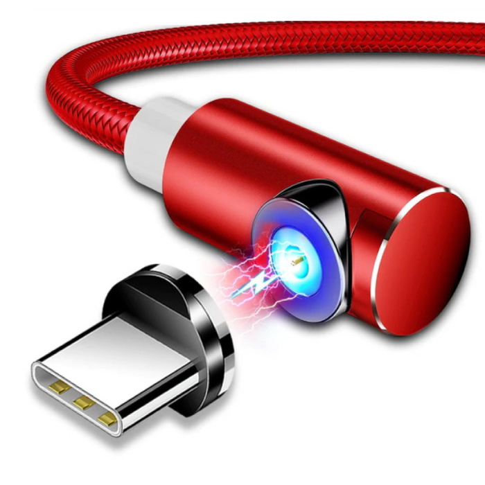 INIU INIU USB 2.0 - Micro-USB Magnetische Oplaadkabel 1 Meter Gevlochten Nylon Oplader Data Kabel Data Android Rood