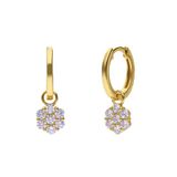 Lucardi Dames Zilveren goldplated oorringen met zirkonia
