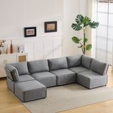 MODFU Canapé d'angle modulable - Transformable en lit extra long - Épuré - Gris clair