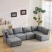 MODFU Canapé d'angle modulable - Transformable en lit extra long - Épuré - Gris clair