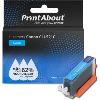 PrintAbout   Huismerk Canon CLI-521C Inktcartridge Cyaan