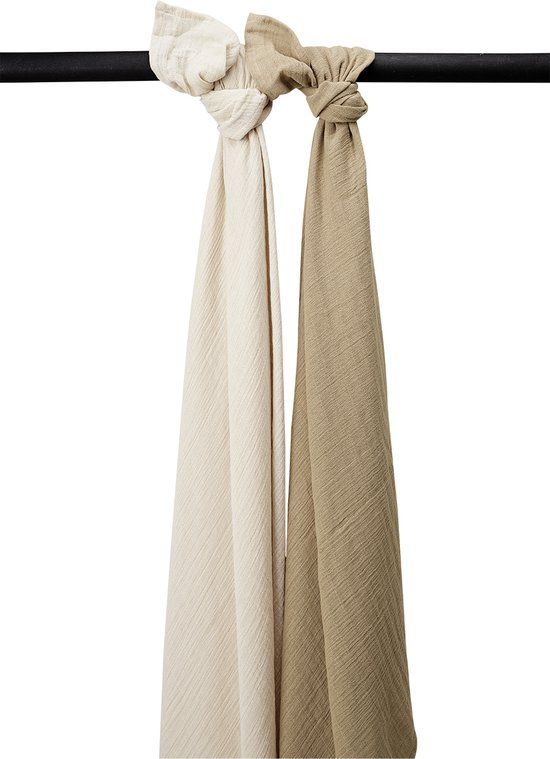 Meyco Baby Uni Swaddle - 2-pack - Soft Sand/Taupe - 120x120cm