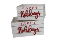 F.G.F. Import Export Houten kisten 3 stuks wit 05599