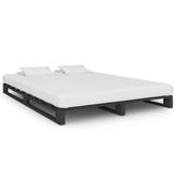vidaXL Bedframe Pallet Massief Grenenhout Grijs 140x200 cm