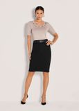 MADELEINE Rok Kokerrok Effen Zwart Viscose 68% Polyester 27% Elastaan 5% Regular Waist Machinewas 30 °C