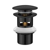 Ibergrif M20502B Pop-up Gootsteen Plug, Click-Clack Afvoer Universele Wastafel met Overloop, Ventielplug voor Bidet, Zwart