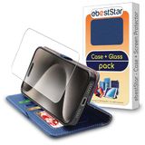 ebestStar - Hoes geschikt voor iPhone 15 Pro Apple, Wallet Etui, Book case hoesje, Donkerblauw + Gehard Glas