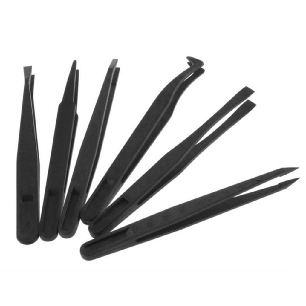 HaverCo Set pincetten tweezers van plastic 6 stuks in verschillende maten / Anti-statisch & hittebestendig