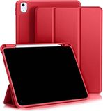 Casemania Hoes Geschikt voor Apple iPad 2025 (A16) & 2022 10e Gen - Rood - Smart Cover met Pencil Houder Uitsparing