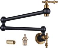 Merkloos Pot Vuller Kraan - Wandkraan Keuken - Snel Pannen Vullen - Dubbele Scharnierarm - 23.8 Inch Uitschuifbaar - Zwart Goud