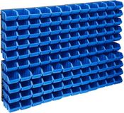 vidaXL 128-delige Opslagbakkenset met Wandpanelen Blauw en Zwart