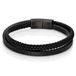 Mendes Minimalistische Heren Armband van Leer - 2 Strengen, Zwart-23cm