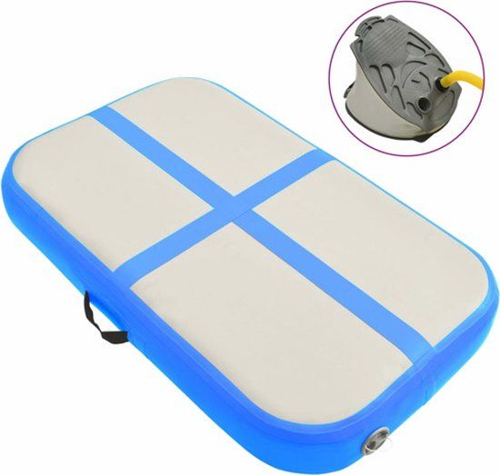 vidaXL Gymnastiekmat met pomp opblaasbaar 60x100x10 cm PVC blauw
