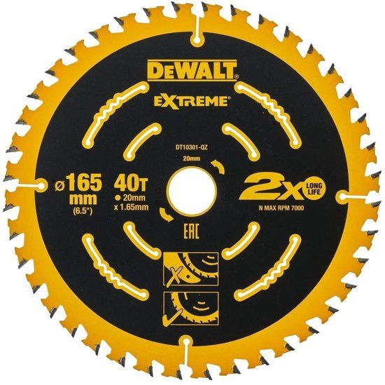 DeWalt Extreme Framing Serie - Cirkelzaagblad - 165mm - 40T - Voor Houtbewerking