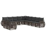 vidaXL Tuinbank Set 11 st Grijs en Donkergrijs poly rattan