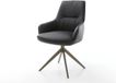 DELIFE Eetkamerstoel Zelia-Flex met armleuning kruisframe breed afwerking met titanium echt leer noir 360° draaibaar rocker-functie pocketveer kern
