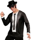 Widmann Blues Brothers Kostuum T-Shirt Lange Mouwen Blues Brother Man Medium / Large Carnaval kostuum Verkleedkleding
