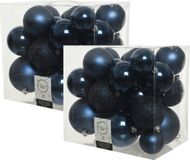 Decoris Kaemingk B.V. 52x stuks kunststof kerstballen donkerblauw (night blue) 6-8-10 cm - Onbreekbare plastic kerstballen