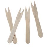 Papstar Snack vorkjes - patat/friet vorkjes - 50x - hout- 8.5 cm