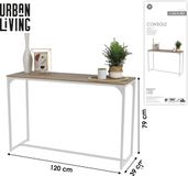 Urban Living "LA CASA BLANCA" Console met wit metalen frame 120x39xH79 cm