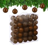 Merkloos / Sans marque Relaxdays kerstballen set van 50 - Ø 6 cm - kunststof - onbreekbaar - bruin