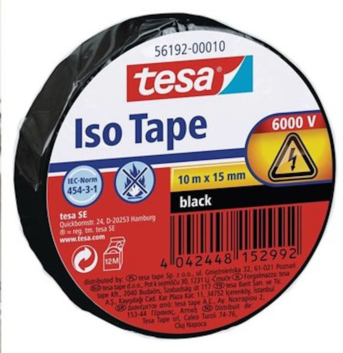 tesa isolatietape zwart 20mx19mm