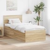 vidaXL Bedframe met hoofdeinde, Sonoma eiken, 75 x 190 cm, bewerkt hout