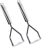 5Five Aardappelstamper/pureestamper - 2x - zilver rvs metaal - keuken gerei - 27 cm