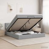 vidaXL Ottoman Bed with Mattress Light Grey 140 x 190 cm Fabric