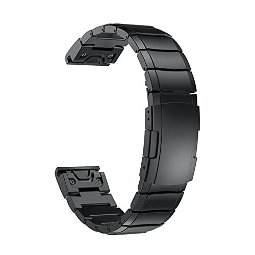 YOOSIDE Roestvrij Stalen Schakelarmband 22mm voor Garmin Fenix 7/5/6, epix 2, Instinct 2, Forerunner 955, Approach S62 - Zwart