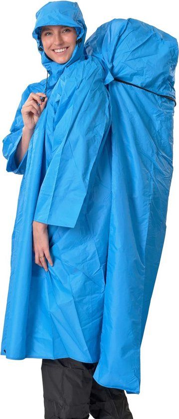 LOWLAND OUTDOOR Rugzakponcho - 100% waterdicht - Blauw - Unisex - Maat L