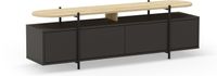 Hinoa Meuble TV – Coloris Chêne & Noir – Plateau Surélevé Avec Niche – 4 Portes – 160 X 39 X 49,5 Cm