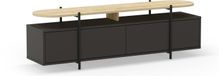 Hinoa Meuble TV – Coloris Chêne & Noir – Plateau Surélevé Avec Niche – 4 Portes – 160 X 39 X 49,5 Cm