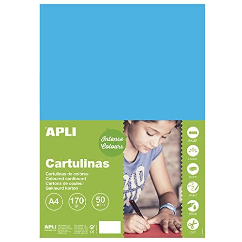 APLI 16502 - Medium Blue A4 Card Stock 170 g 50 Sheets