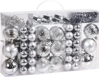 Casaria Boules de Noël 66 pc Set - Mat Brillant Ø 3/6 cm Argent