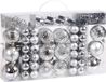 Casaria Boules de Noël 66 pc Set - Mat Brillant Ø 3/6 cm Argent