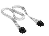 CORSAIR Elite Premium Type 4 Individueel Omhulde EPS/ATX12V (4+4) 8-Pins PSU-Kabel – Low-profile kabelkammen, drievoudige mesh paracord-omhulling, compatibel met Corsair Type 4 PSU's – Wit