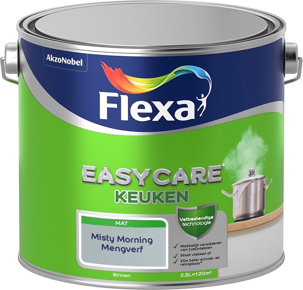 FLEXA Easycare Muurverf - Keuken - Mat - Misty Morning - 2,5 liter