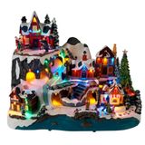 Well Home kerstdecoratie: kerstdorp met LED en beweging, verlichte winterscène, 45,6 x 30,5 x 35,8 cm